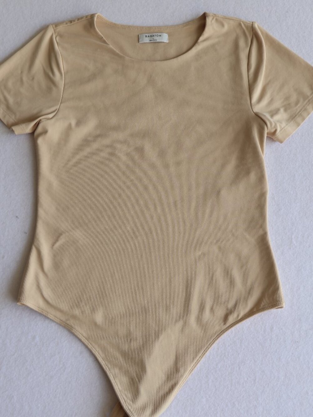Aritzia Babaton Bodysuit Short Sleeve Seamless Crew Neck Womens Size L